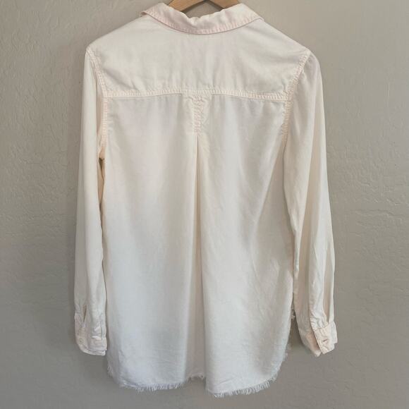 Anthropologie Cloth & Stone Womens Size Small Button Down Shirt Raw Frayed Hem - Picture 2 of 5